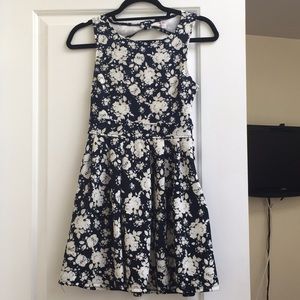 Navy Floral Fit & Flare Dress